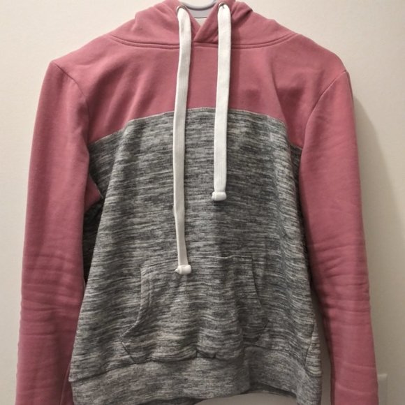 Tops - REFLEX Pink and Gray Pullover Hoodie, LOVE on arms